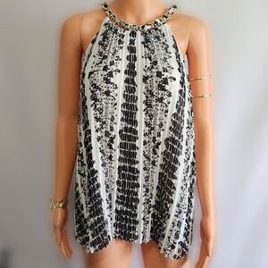 White House Black Market Monochrome Patterned Top
